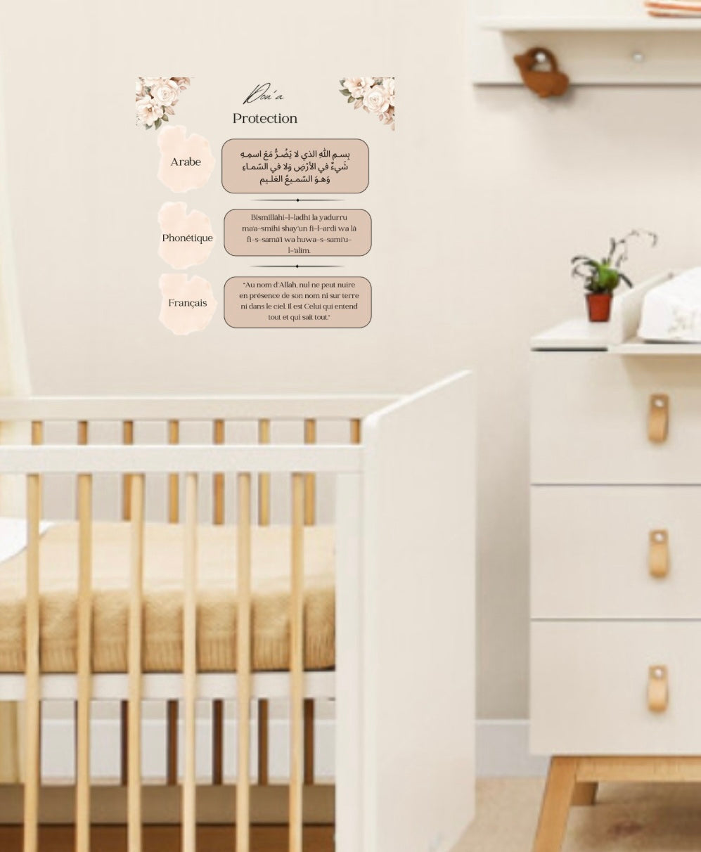 Pack de 5 Stickers Muraux Islamiques (Arabe, Français, Phonétique)