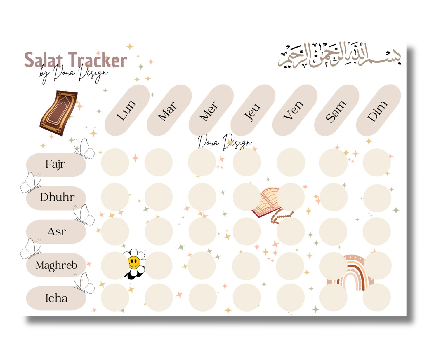 Salat Tracker Magnétique – Suivi Hebdomadaire des Prières