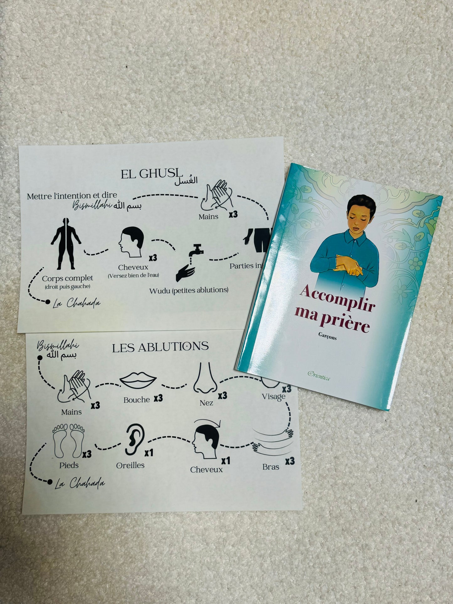 Pack Ablutions – Stickers Muraux Éducatifs (Wudu & Ghusl) avec Livre d’Instructions