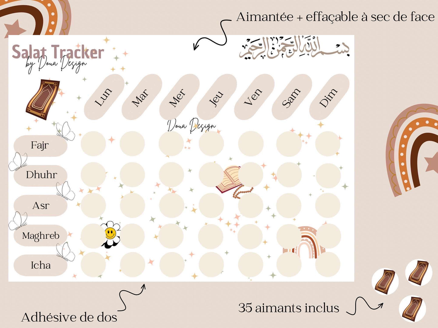 Salat Tracker Magnétique – Suivi Hebdomadaire des Prières