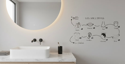 Pack Ablutions – Stickers Muraux Éducatifs (Wudu & Ghusl) avec Livre d’Instructions