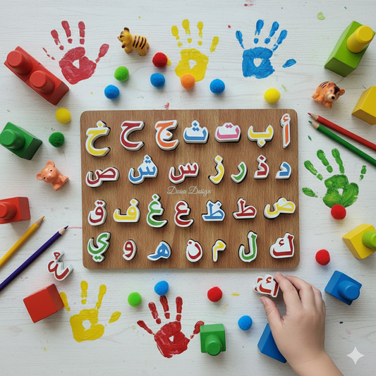 Alphabet Arabe en Bois – Ludique, Coloré et Éducatif